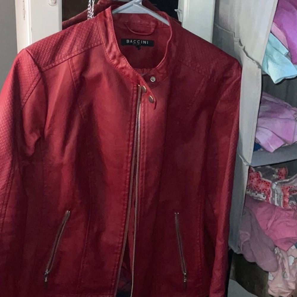Baccini red leather jacket